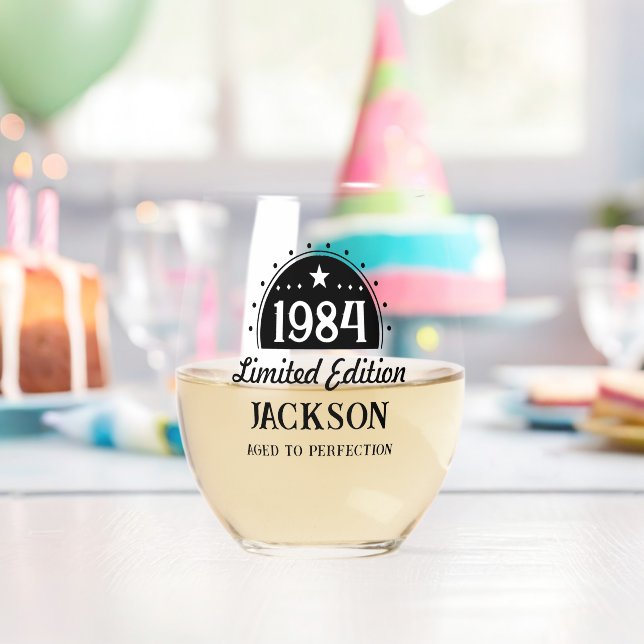40th Birthday Limited Perfection 1984 Stemless Wine Glass (Insitu (Birthday))