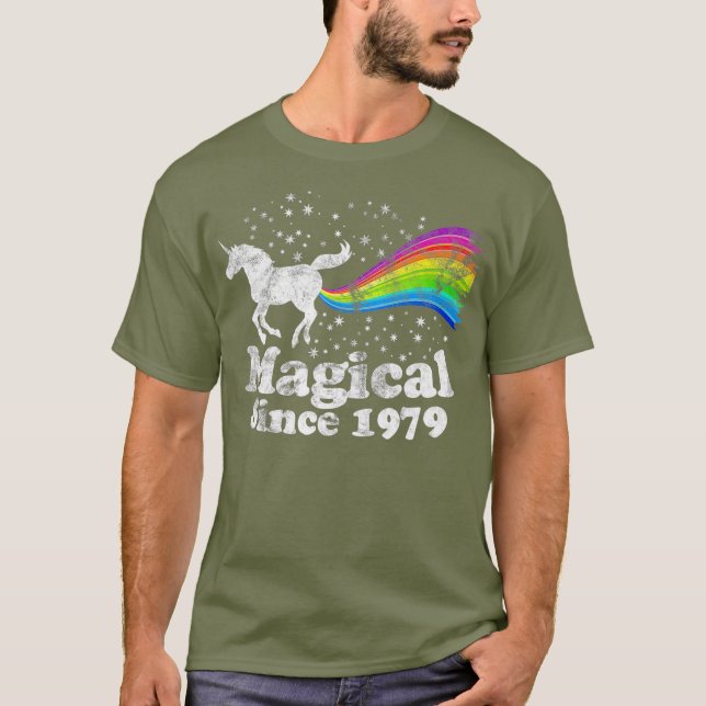 40th Birthday Magical Farting Unicorn Rainbow T T-Shirt (Front)