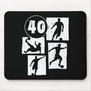 40th Birthday Man Woman Soccer Player Footll 40 Ye Mouse Pad