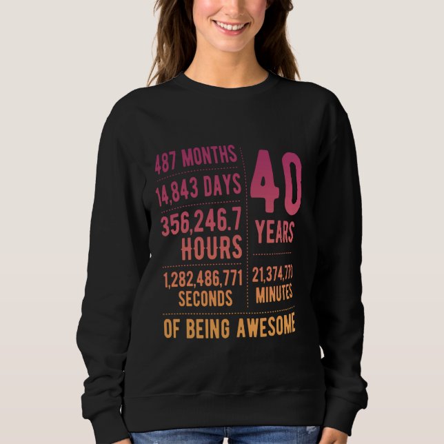 40th Birthday Men & Women Funny 40 Years Old Sweatshirt (Front)