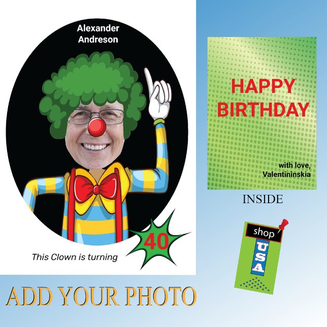 40th Birthday Men's 🎈 Hilarious Clown Card (Creator Uploaded)