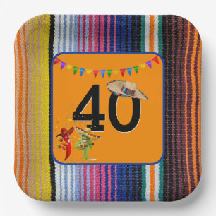 40th Birthday Mexican Design Paper Plate