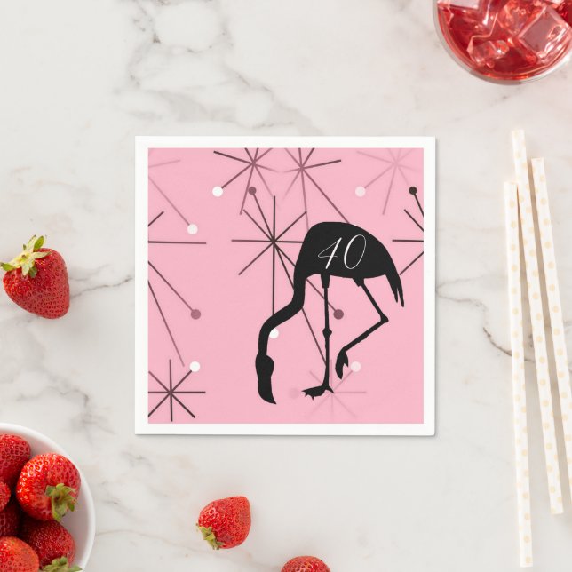 40th Birthday MidCentury Modern Atomic Starburst Napkin (Insitu)