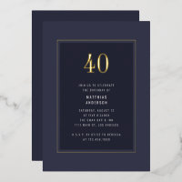 40th Birthday Minimal Elegant Dark Gold Frame