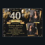 40th Birthday Modern Gold Glitter Balloons 2 Photo Invitation<br><div class="desc">40th Birthday Modern Gold Glitter Balloons 2 Photo Invitation</div>