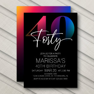 40th Birthday Modern Invitation