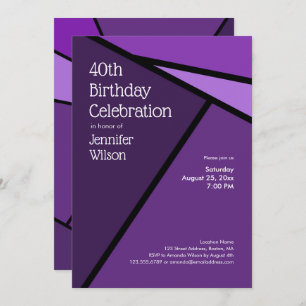 40th Birthday Modern Purple Geometric Shapes Invitation