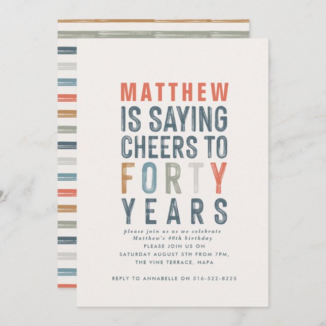 40th birthday modern rustic classy typography (Front/Back)