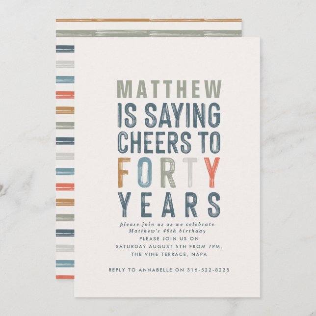 40th birthday modern rustic classy typography (Front/Back)