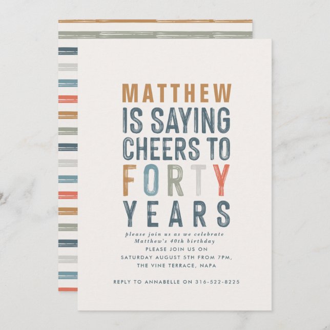 40th birthday modern rustic classy typography (Front/Back)