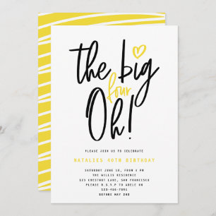 40th birthday modern typography yellow minimal