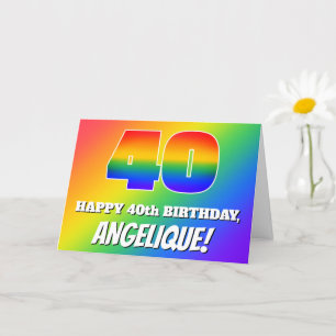 40th Birthday: Multicolored Rainbow Pattern # 40 Card