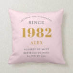 40th Birthday Name 1982 Pink Grey Elegant Chic Cushion<br><div class="desc">A personalised elegant throw pillow that is easy to customise for that special occasion.</div>