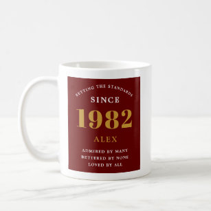 40th Birthday Name 1982 Red Gold Elegant Chic Coffee Mug