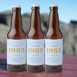 40th Birthday Name 1983 Blue Grey Elegant Chic Beer Bottle Label<br><div class="desc">A personalised elegant beer label that is easy to customise for that special occasion.</div>