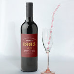 40th Birthday Name 1983 Red Gold Elegant Chic Wine Label<br><div class="desc">A personalised elegant wine label that is easy to customise for that special occasion.</div>