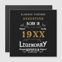 40th Birthday Name Year Magnetic Black Gold
