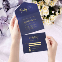 40th Birthday navy blue gold rsvp