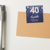 40th birthday navy blue silver stars