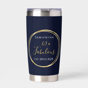 40th Birthday Navy Gold Personalized Party Favor Insulated Tumbler