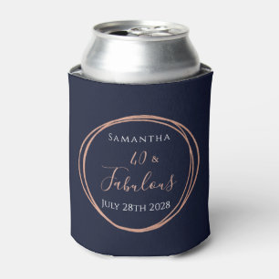40th Birthday Navy Rose Gold Party Can Cooler