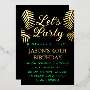 40th Birthday Neon Green Black Gold Foil QR Code