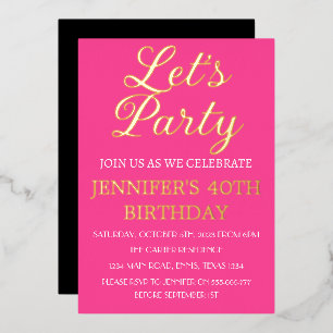 40th Birthday Neon Pink Black Gold Foil QR Code Fo