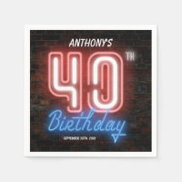 40th Birthday Neon Sign Funny 80s Retro Custom