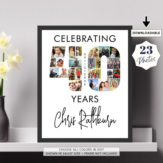 40th Birthday Number 40 23 Photo Collage Poster (Creator Uploaded)