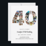 40th Birthday Number 40 Custom Photo Collage Invitation<br><div class="desc">Mark forty years of wonderful memories and adventures with this captivating 40th Birthday Number Photo Collage. This customisable template is the perfect blend of creativity and sentiment, allowing you to create a truly memorable gift for your loved one's special day. Capture the essence of incredible years in a single masterpiece...</div>