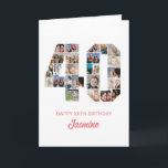 40th Birthday Number 40 Photo Collage Personalised Card<br><div class="desc">Celebrate momentous 40th Birthday with this cute card. It's a personalised photo collage birthday card that allows you to create a truly unique and memorable design. This customisable template lets you insert your own cherished photos, capturing the precious moments throughout the year. This custom card is perfect for commemorating your...</div>