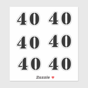 40th Birthday Number Forty Custom Age Color Black