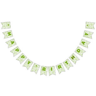 40th Birthday Number Pattern Green and White Bunting