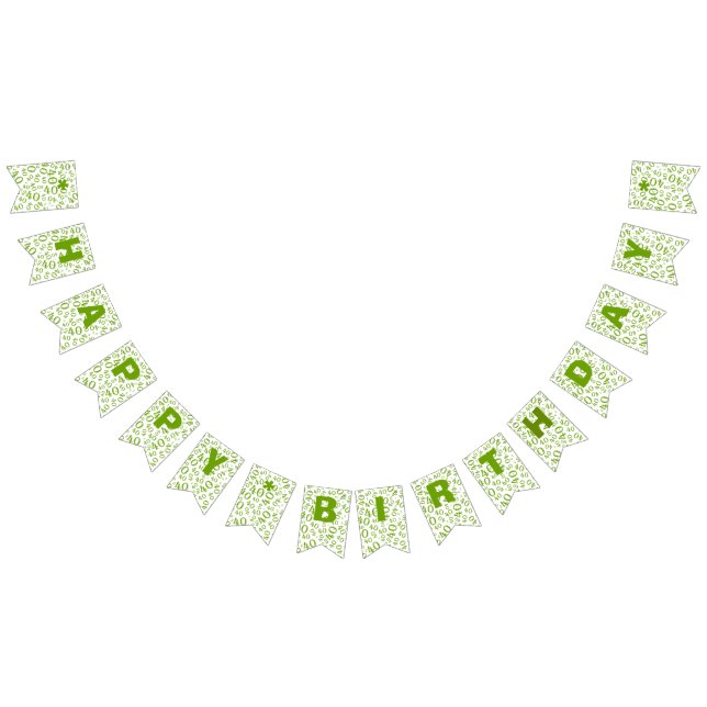 40th Birthday Number Pattern Green and White Bunting (All)