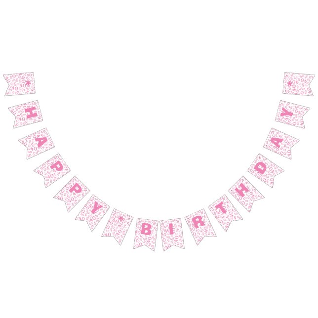 40th Birthday Number Pattern Pink and White Bunting (All)