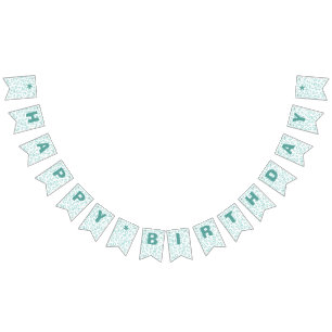 40th Birthday Number Pattern Teal and White Bunting