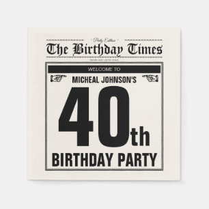40th Birthday Old Newspaper Funny Unique Custom Napkin
