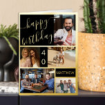 40th Birthday or Any Age 5 Photo Black and Gold Foil Greeting Card<br><div class="desc">Luxury gold foil birthday card which you can personalise with a name, any age and 5 photos on the front as well as a personalised birthday greeting inside. The photo template is set up to automatically create a photo collage of vertical portrait, horizontal landscape and square format pictures. If you...</div>