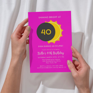 40th Birthday Partial Solar Eclipse 2025 Party Invitation