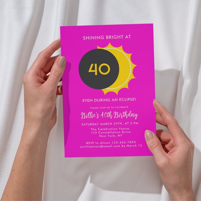 40th Birthday | Partial Solar Eclipse 2025 Party Invitation (Add your details to personalize your design.)