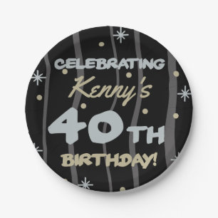 40th Birthday Party Add Your Name Paper Plate