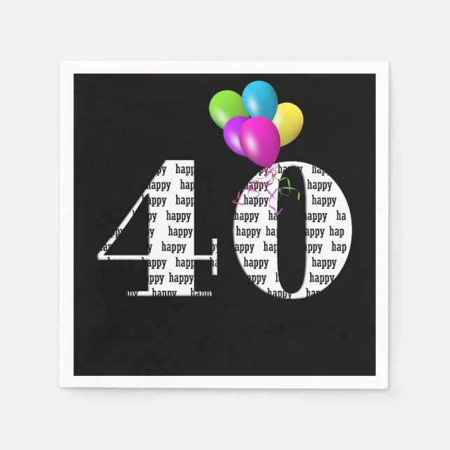 40th birthday party balloons napkin (Front)