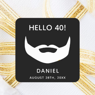 40th birthday party beard black white men  square sticker