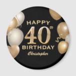 40th Birthday Party Black and Gold Balloons Magnet<br><div class="desc">40th Birthday Party Black and Gold Balloons and Confetti Magnet. For further customisation,  please click the "Customise it" button and use our design tool to modify this template.</div>