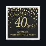 40th Birthday Party Black and Gold Diamond Napkins<br><div class="desc">40th Birthday Party Invitation with Black and Gold Glitter Diamond Background. Gold Confetti. Adult Birthday. Man or Woman Birthday. For further customisation,  please click the "Customise it" button and use our design tool to modify this template.</div>