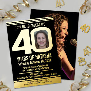 40th Birthday party black and gold foil photo Foil