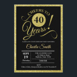 40th Birthday Party - Black Gold ANY AGE Invitation<br><div class="desc">40th Birthday Party Invitation in faux glitter gold and black. Cheers to 40 years!
Please message us if you need further customisation.</div>