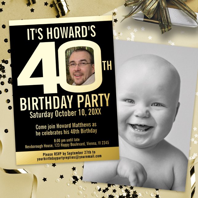 40th Birthday party black gold foil photo (Creator Uploaded)