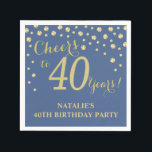 40th Birthday Party Blue and Gold Diamond Napkins<br><div class="desc">40th Birthday Party Invitation with Blue and Gold Glitter Diamond Background. Gold Confetti. Adult Birthday. Man or Woman Birthday. For further customisation,  please click the "Customise it" button and use our design tool to modify this template.</div>