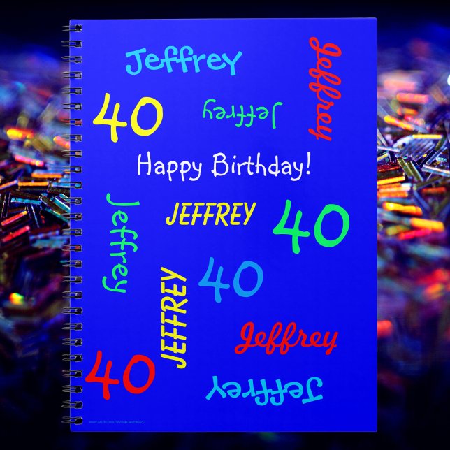 40th Birthday Party Blue Guest Book, Repeat Name Notebook (Creator Uploaded)